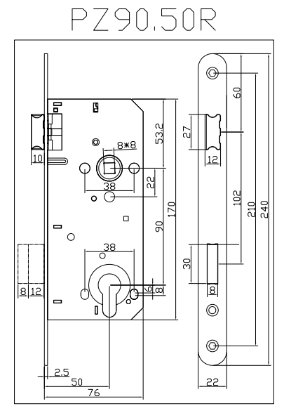 Kunci Pintu PZ90.50R